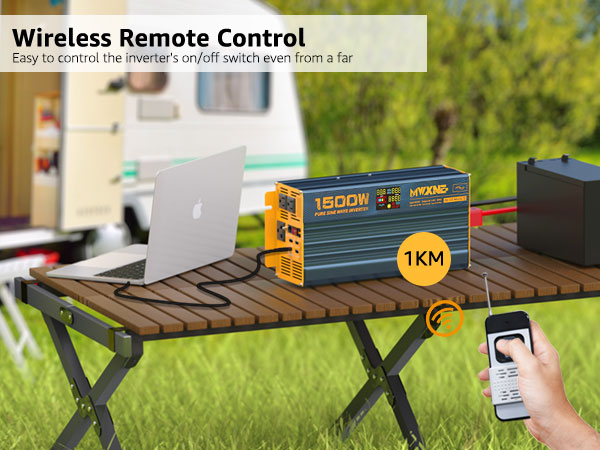 MWXNE 1500w Pure Sine Wave Power Inverter 12v Dc to 120v Ac for
