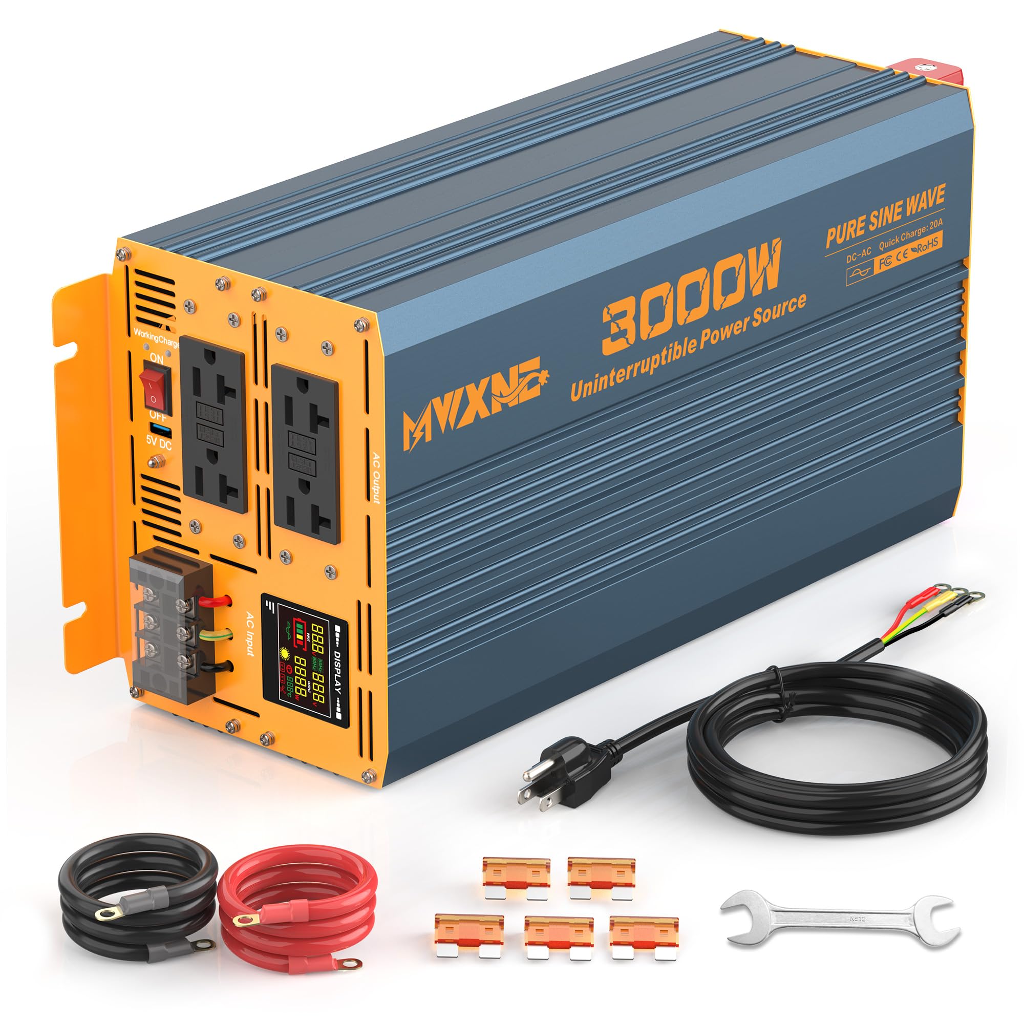 3000W UPS Inverter Sump Pump Battery Backup Auto Switches to Battery ...