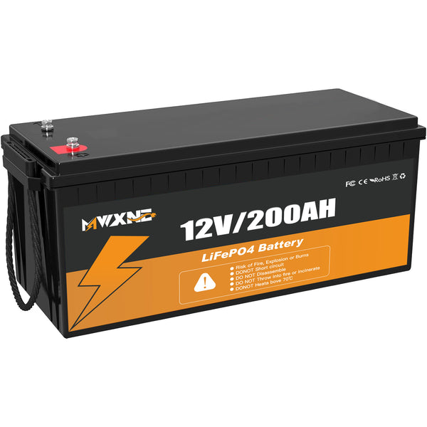 MWXNE 12V 200Ah Bluetooth LiFePO4 Lithium Battery for RV Marine Trolling Motor