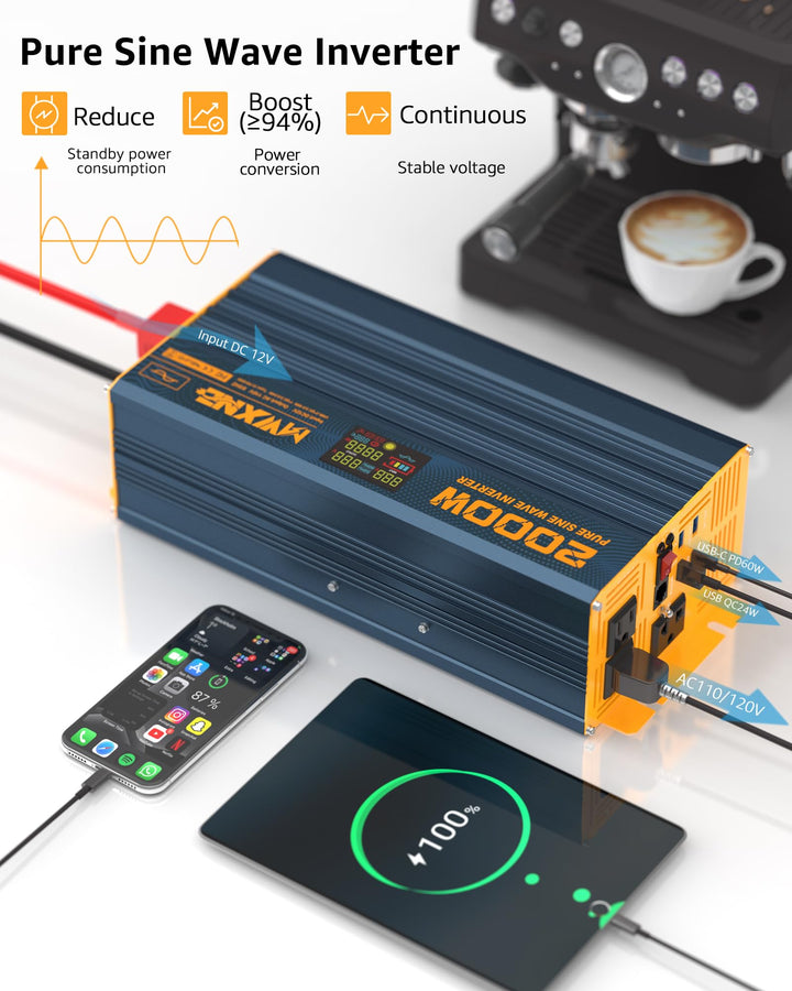 MWXNE 2000W pure sine wave inverter for RV solar